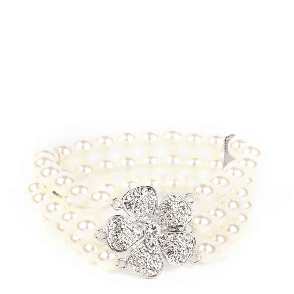 Paparazzi Jewelry Accessories - Park Avenue Orchard - White Bracelet - Vintage - Picture 2 of 4